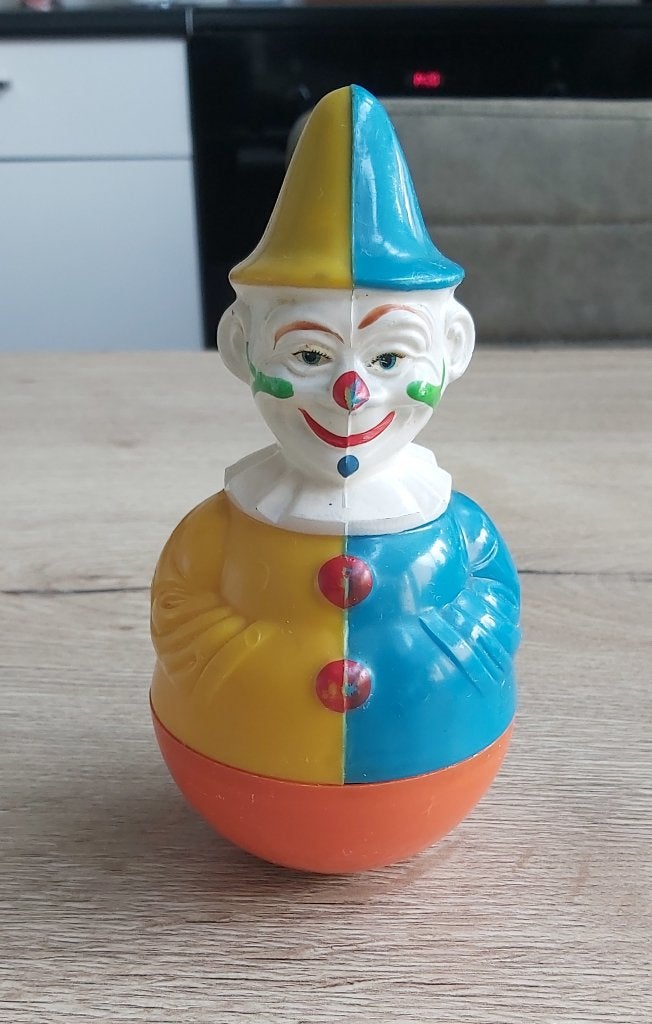 Vtg Rolly Toys Tuimelaar Clown W-Germany '70(eikenblad logo), Verzamelen, Ophalen of Verzenden, Gebruikt