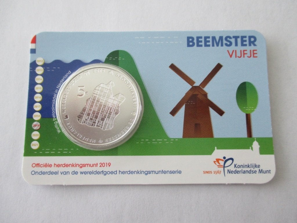 Coincard het Beemster vijfje 2019, Ophalen of Verzenden, Koningin Beatrix, Euro's, Setje