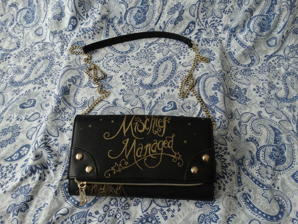 Harry Potter Mischief Managed crossbody clutch tas, Ophalen of Verzenden, Zo goed als nieuw, Zwart, Avondtasje
