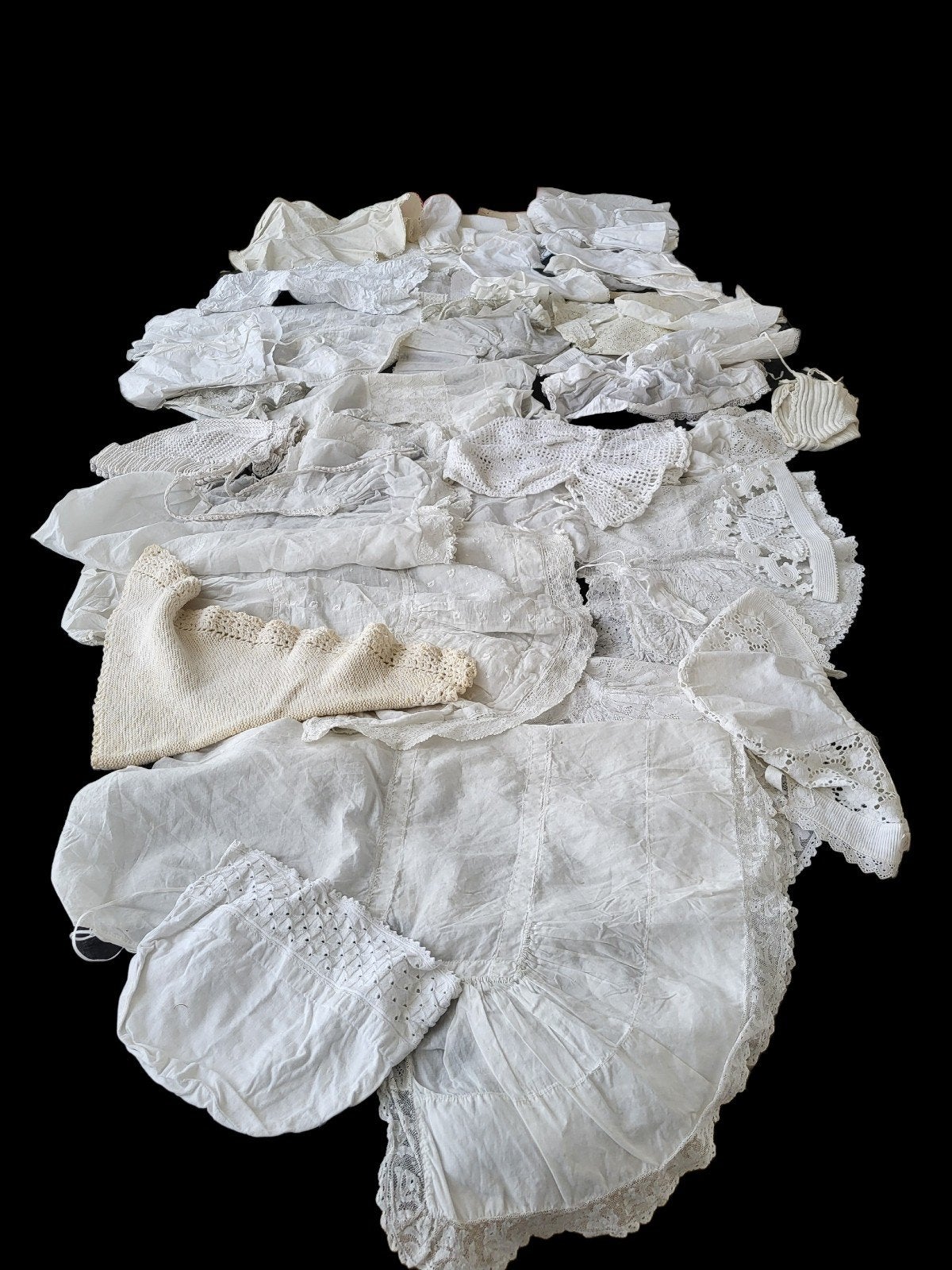 Grote partij antieke babykleding en accessoires, Ophalen of Verzenden