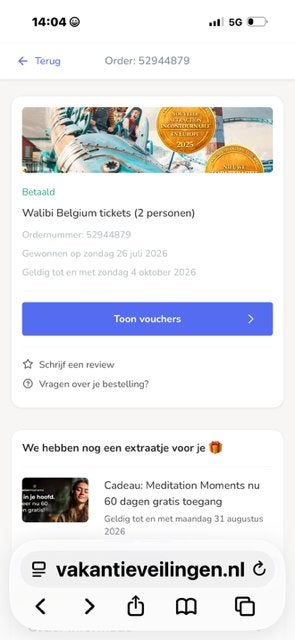 Tickets Walibi Belgium, Twee personen, Ticket of Toegangskaart