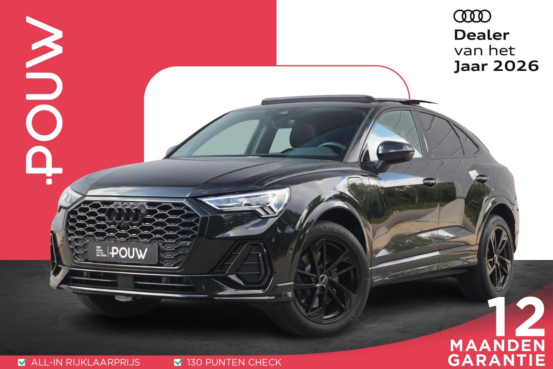 Audi Q3 Sportback 45 TFSIe 245pk PHEV S Edition | Panoramada, Auto's, Gebruikt, Metallic lak, Leder en Stof, Zwart