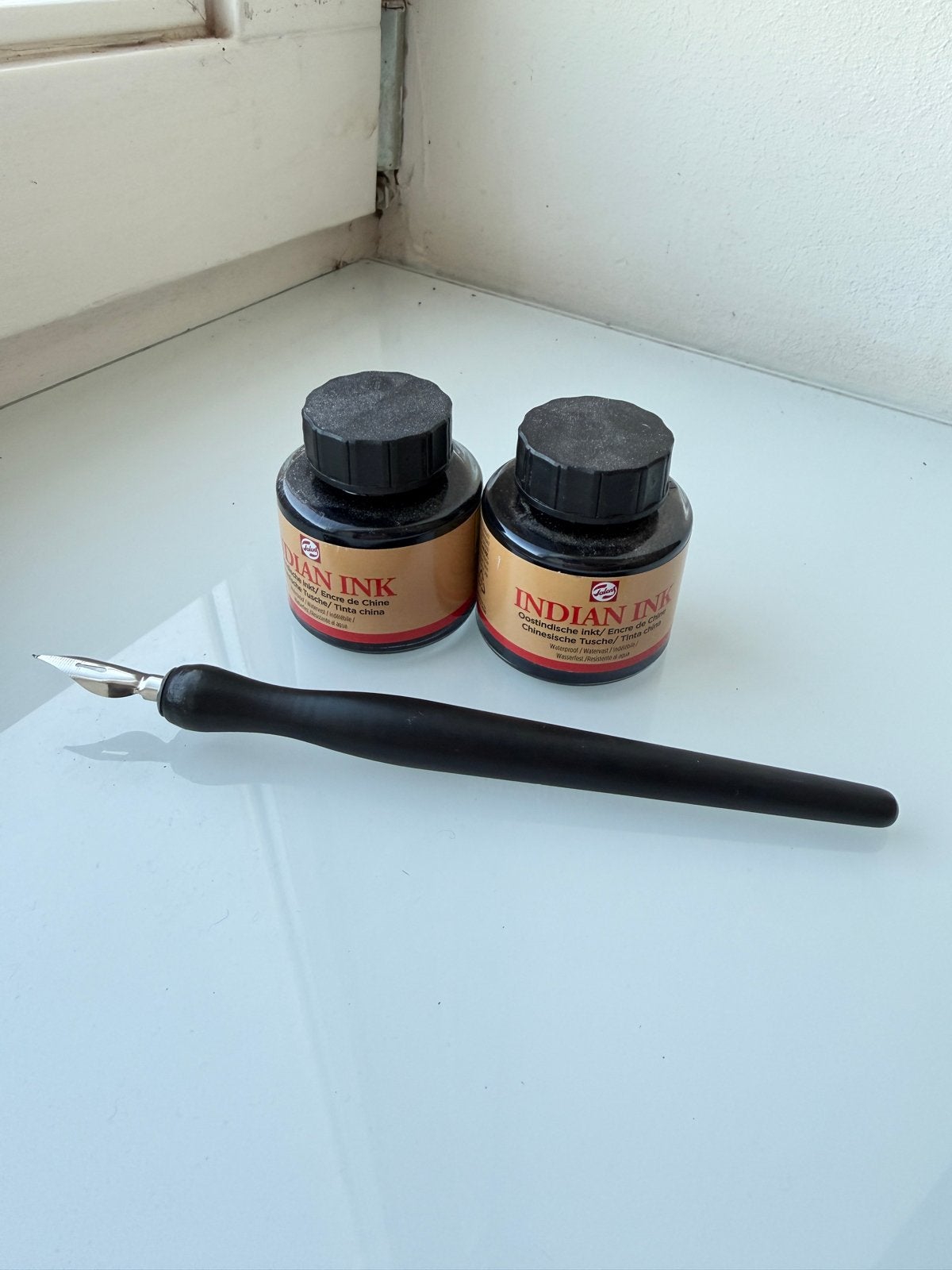Panduro kroontjespen / dip pen met 1,5 potje inkt, Ophalen of Verzenden