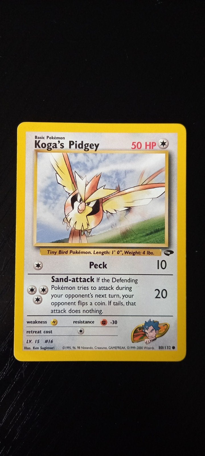 Koga's Pidgey Pokémon kaart - Wizards 80/132, Ophalen of Verzenden, Gebruikt, Losse kaart