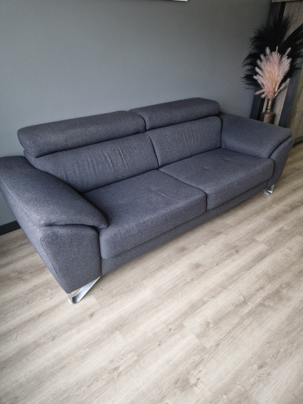 Antracietgrijs  bankstel, Ophalen, Gebruikt, Rechte bank, 200 tot 250 cm