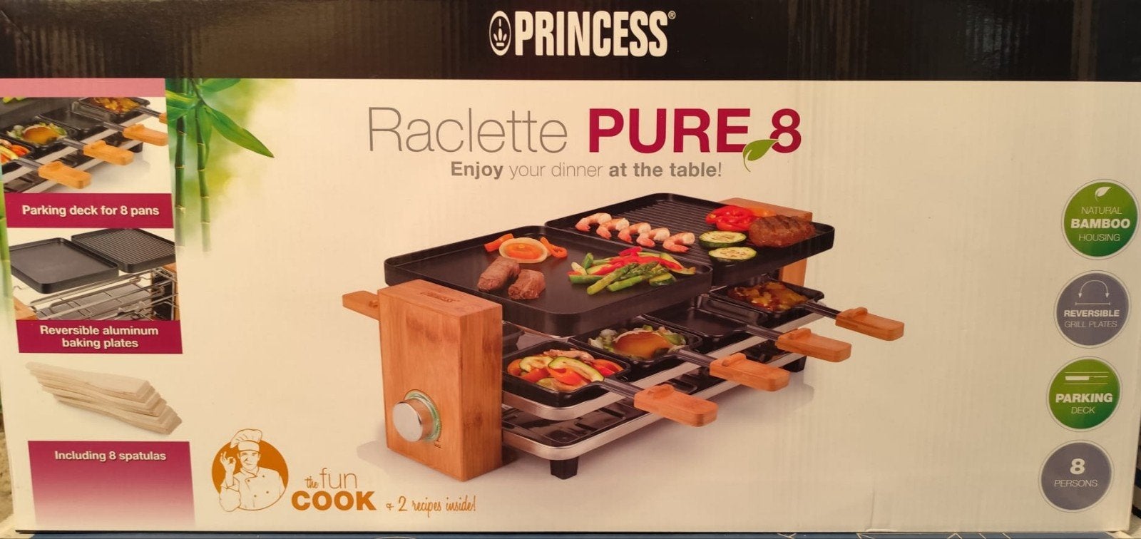 Princess Raclette Pure 8 - Bamboe behuizing, Ophalen of Verzenden, Nieuw