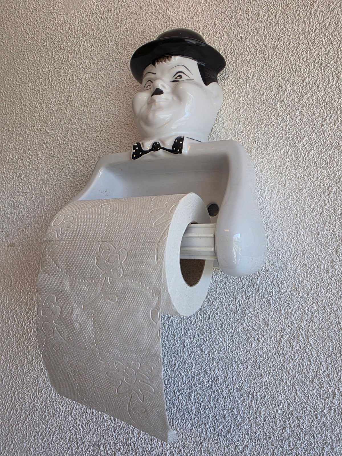 Vintage toiletrol toiletpapier houder Laurel & Hardy 1983, Ophalen of Verzenden, Huis en Inrichting