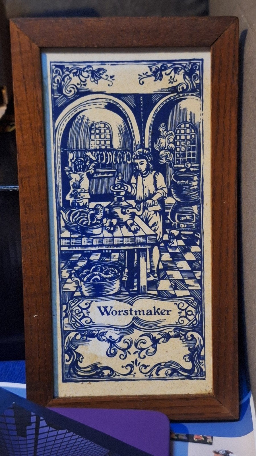 Vintage Sphinx Maastricht tegel met worstmaker afbeelding, Ophalen of Verzenden
