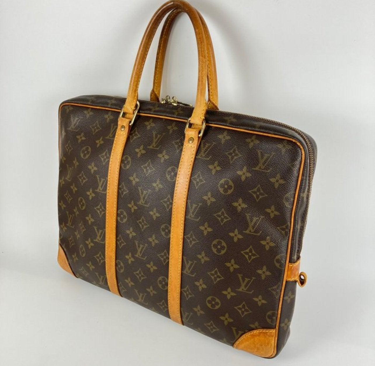 Louis Vuitton Monogram Aktetas - Vintage Zakelijke Tas, Ophalen of Verzenden, Zo goed als nieuw, Bruin, Overige typen