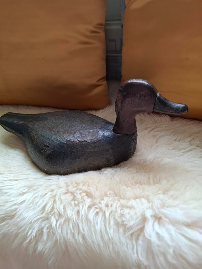 Antieke houten lokeend, bruin zwarte houten eend, Muziek en Instrumenten, Strijkinstrumenten | Violen en Altviolen, Ophalen of Verzenden