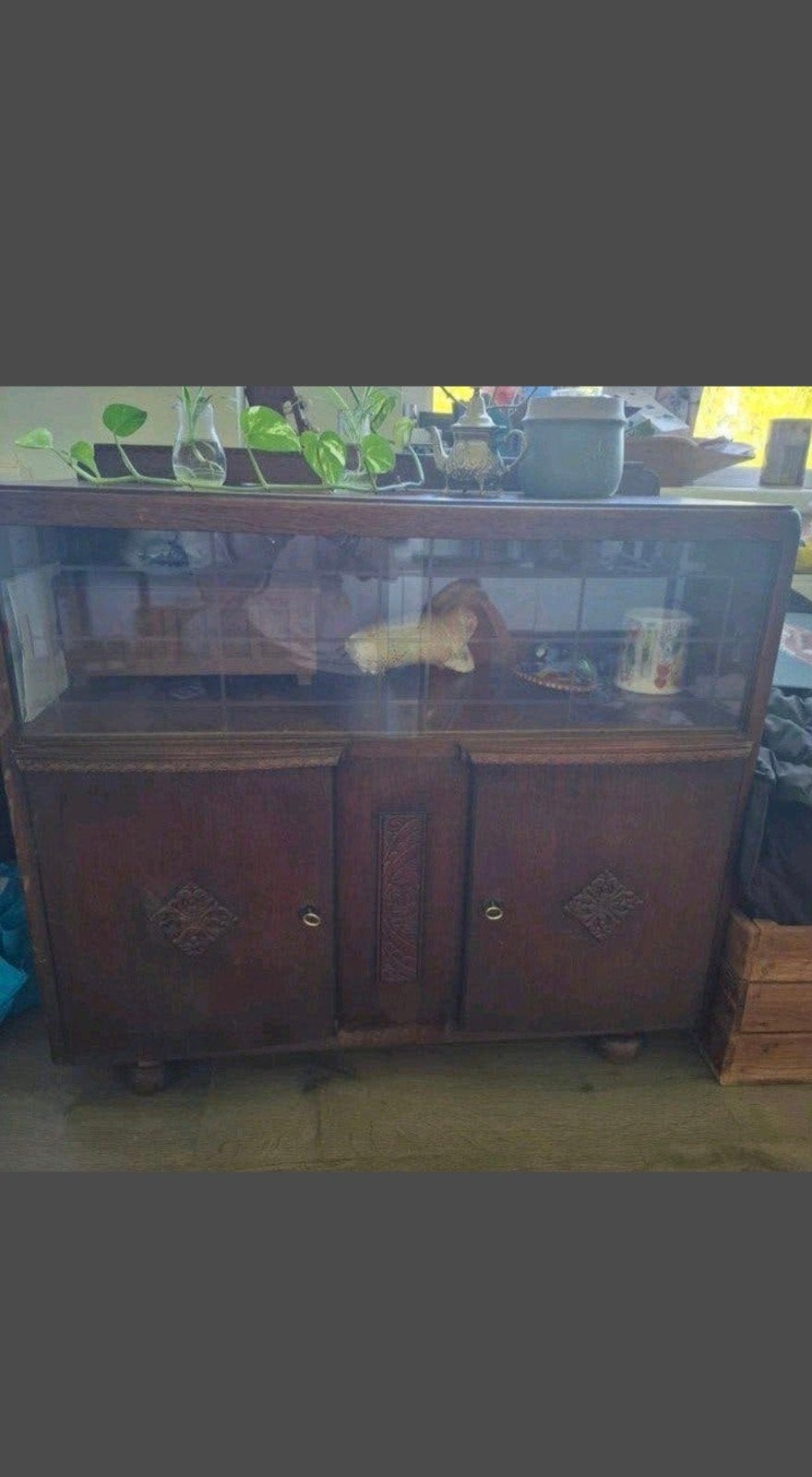 Vintage vitrine kastje, Antiek en Kunst, Ophalen