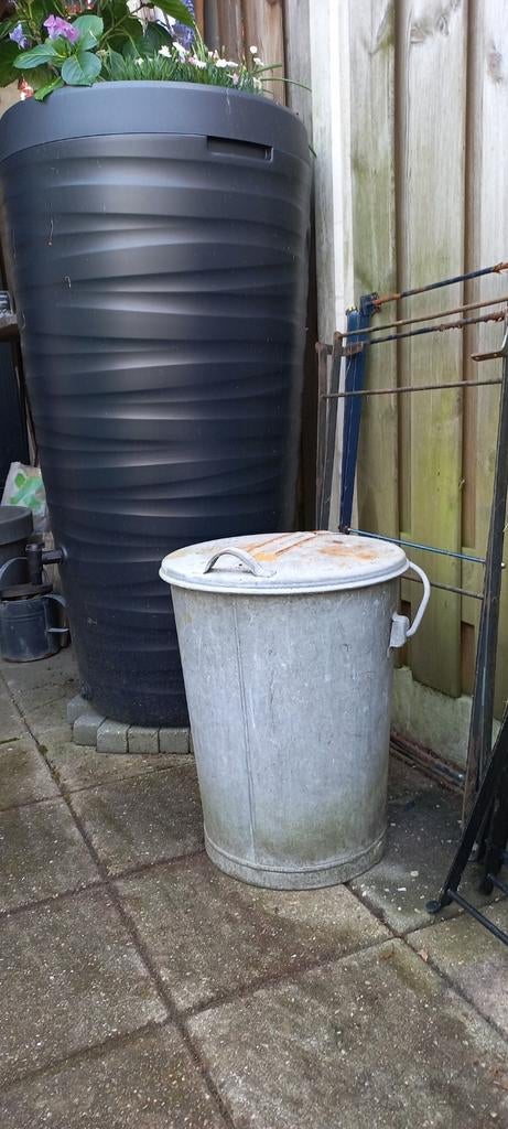 Zinken afval emmer" PAPIER", Tuin en Terras, Minder dan 75 liter, Ophalen, Gebruikt, Metaal