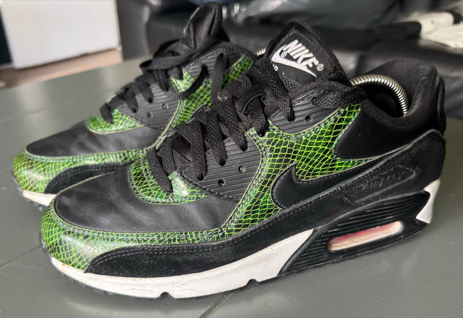 Nike Air Max 90 Green Python, Kleding | Heren, Verzenden, Gedragen, Zwart, Sneakers of Gympen
