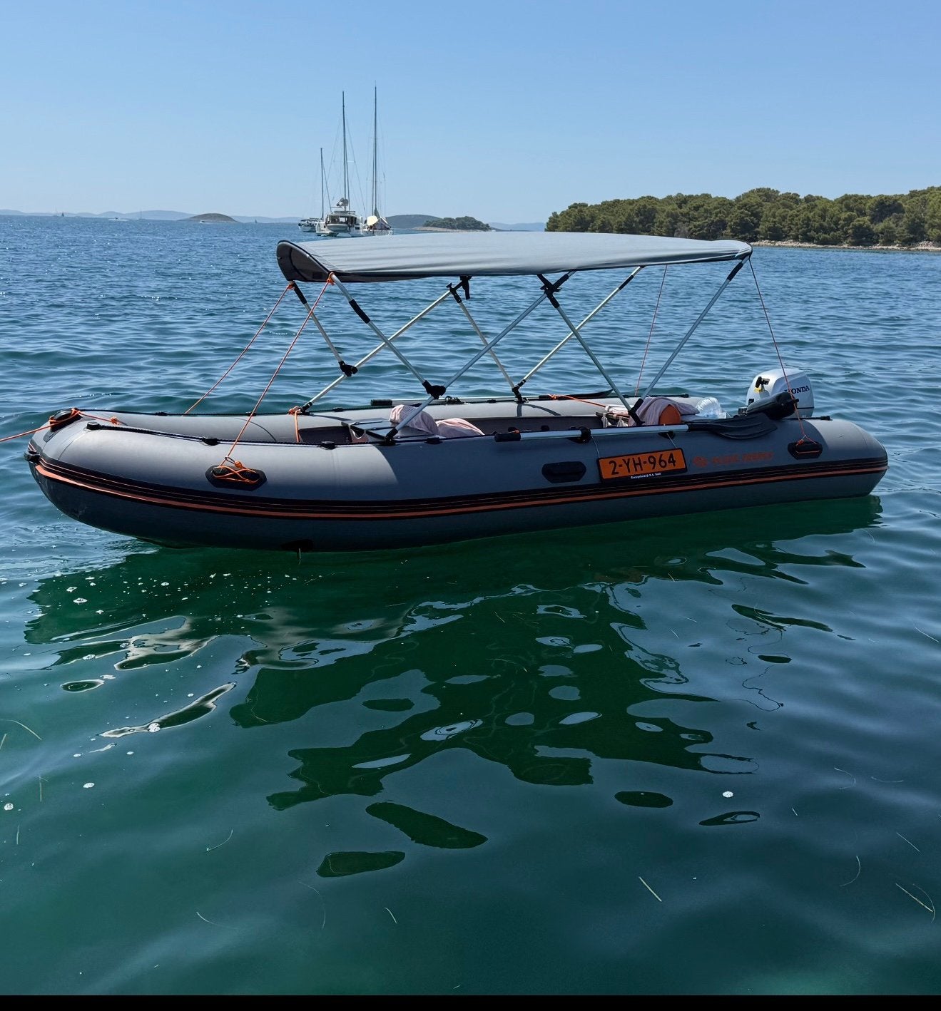 Rubberboot kolibri km-450 dsl 4.58 honda 20, Watersport en Boten, Ophalen, Zo goed als nieuw, Kolibri