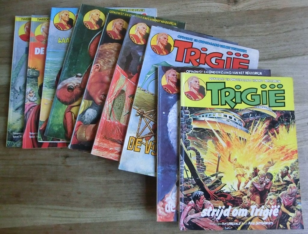 9 stripboeken uit de Trigie reeks, Meerdere stripboeken, Ophalen of Verzenden, Gelezen