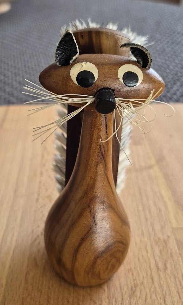 Deense design kat met borstel jaren '50/'60, Verzamelen, Ophalen of Verzenden, Zo goed als nieuw