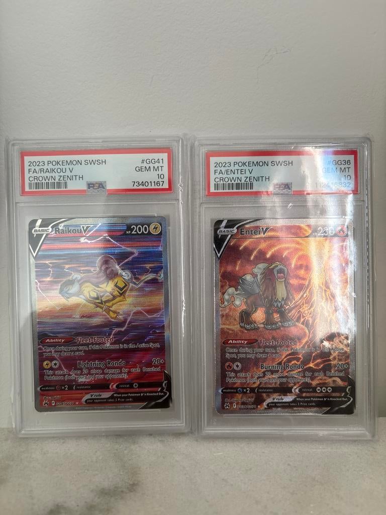 PSA 10 Raikou V & Entei V Crown Zenith Pokemon Kaarten, Ophalen of Verzenden, Nieuw, Meerdere kaarten