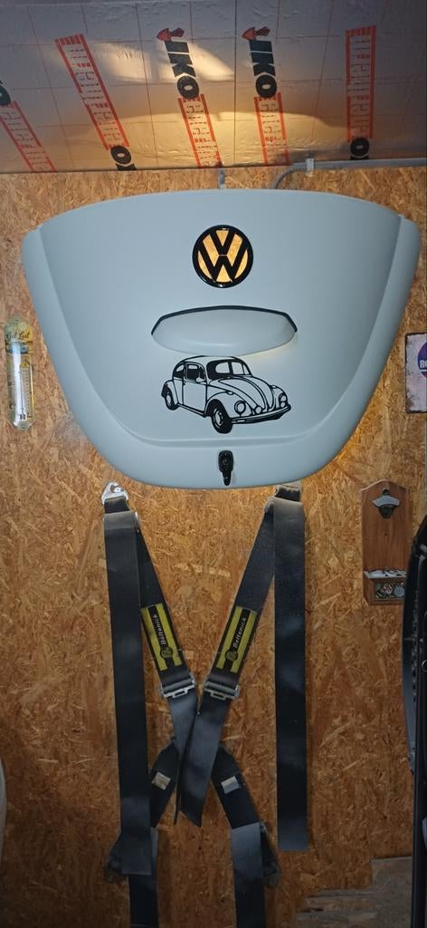 Unieke VW Kever Motorklep Wandlamp decoratie Mancave, Ophalen of Verzenden, Zo goed als nieuw, Metaal