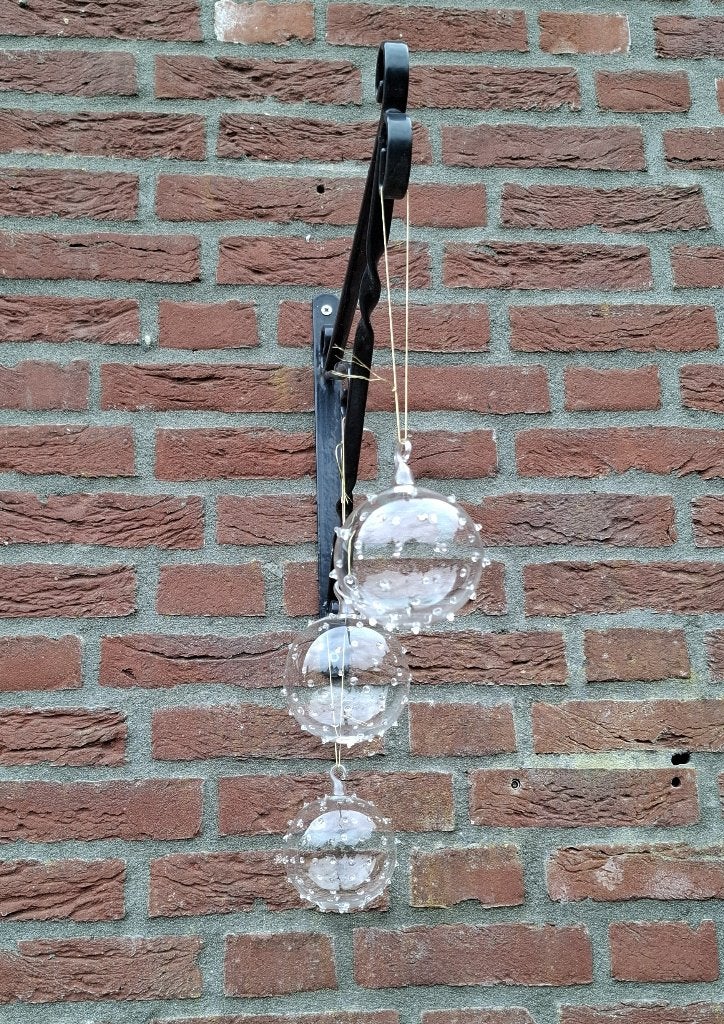 Set van 3x mondgeblazen glazen kerstballen en een piek.🎅🎄, Ophalen of Verzenden, Zo goed als nieuw