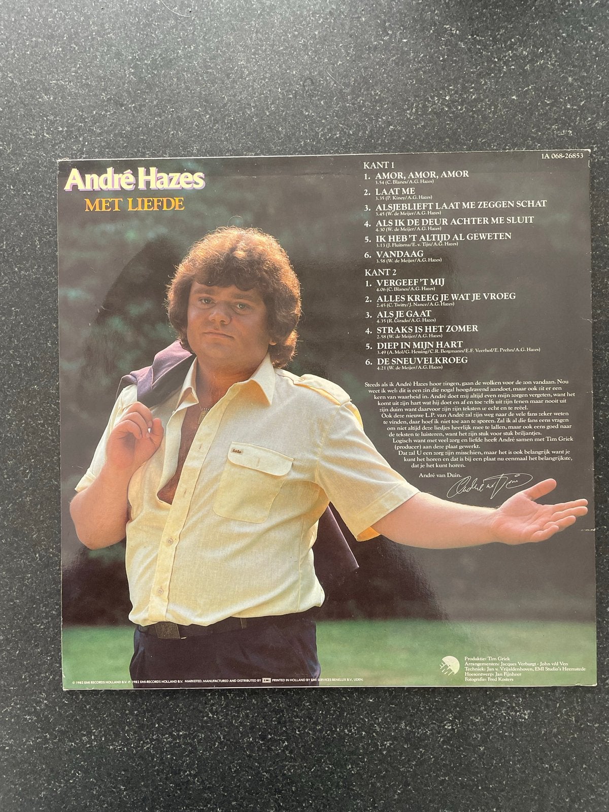 André Hazes - Met Liefde LP (Weinig gedraaid), Cd's en Dvd's, Ophalen, Zo goed als nieuw, 12 inch, Levenslied of Smartlap