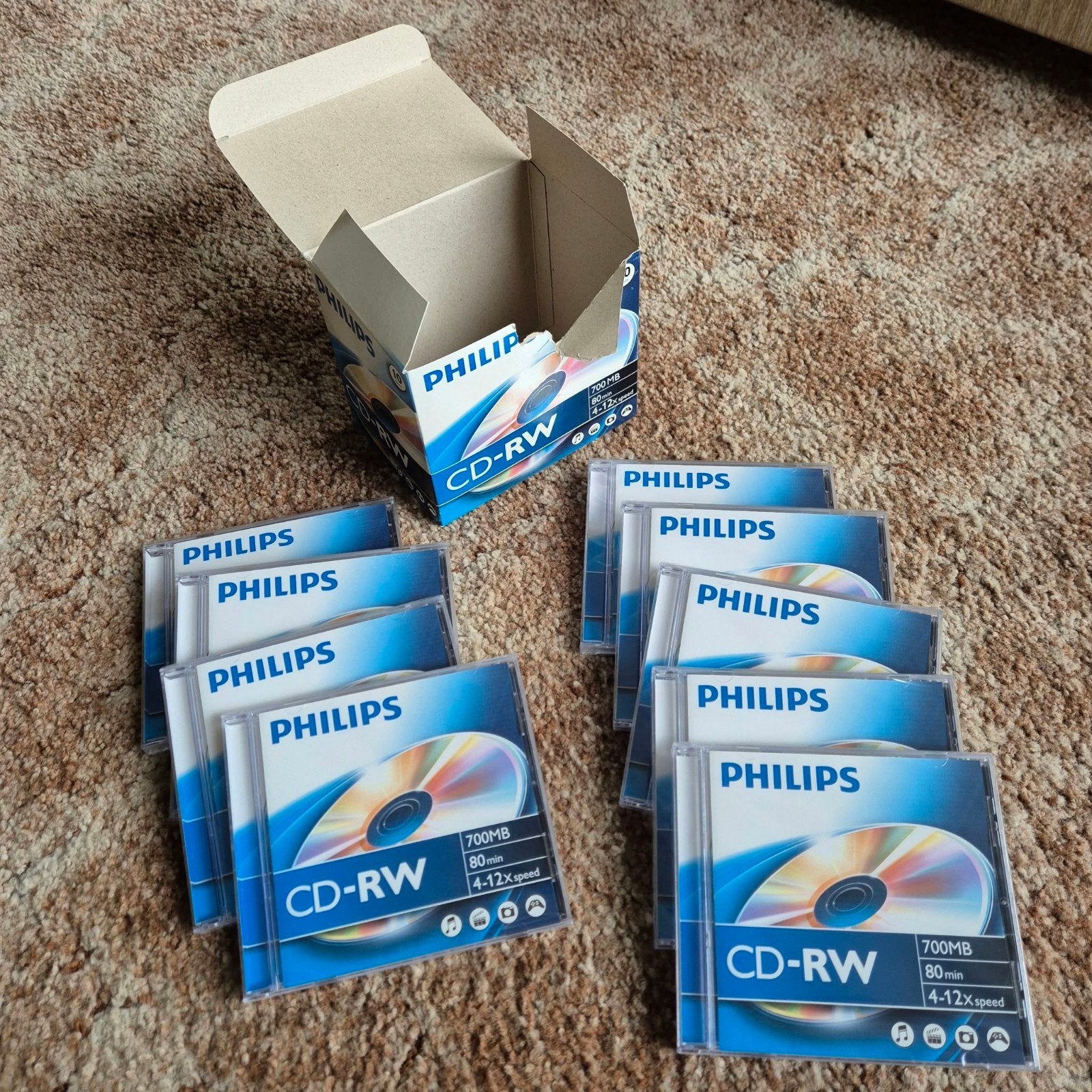 Philips CD-RW's, 9 stuks nieuw, Computers en Software, Philips, Herschrijfbaar, Cd, Nieuw