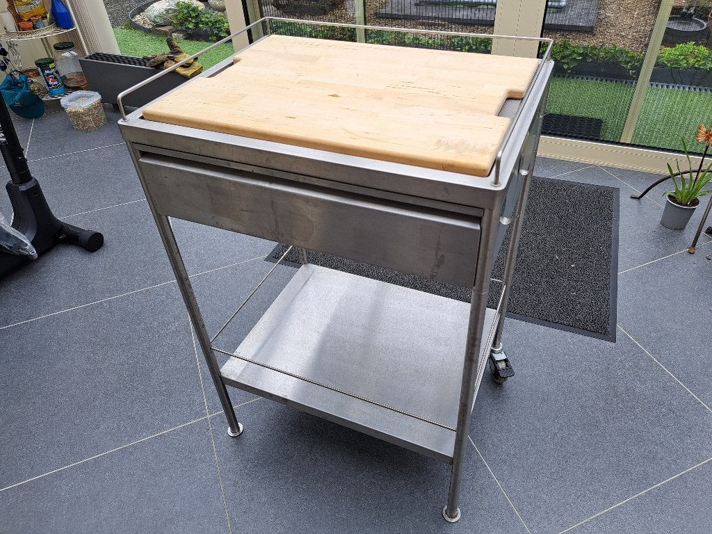 Trolley voor o.a. keuken, Ophalen, Gebruikt, Metaal, Zilver