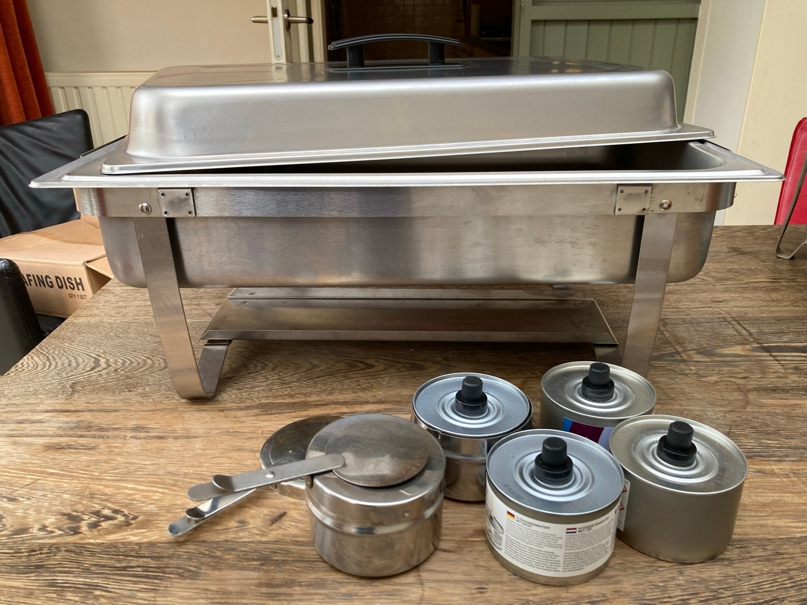 Chafing Dish - RVS Warmhoudbak met Branders, Ophalen, Gebruikt