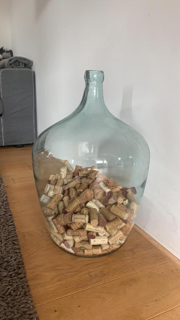 Grote ballon flessen, gistfles, wijnflessen , houten kratten, Antiek en Kunst, Ophalen
