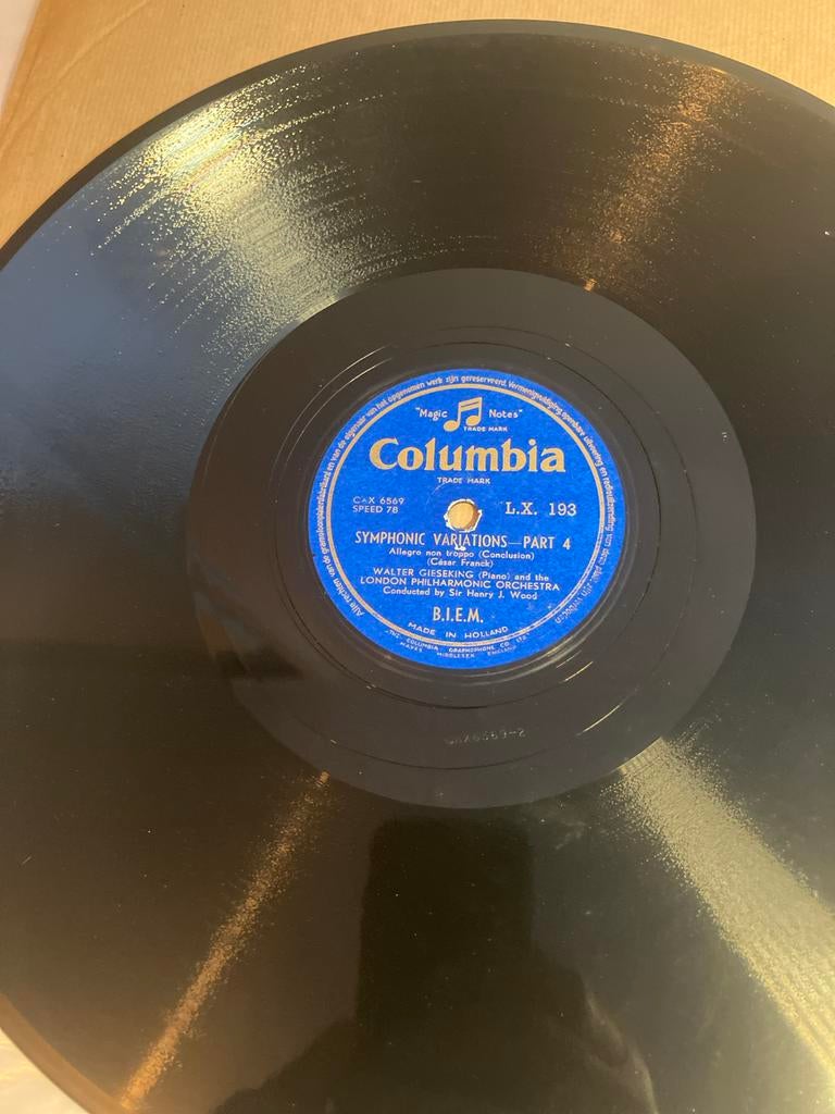 Columbia 78 toeren plaat: Symphonic Variations - Part 4, Gebruikt, 10 inch, Ophalen of Verzenden, Romantiek