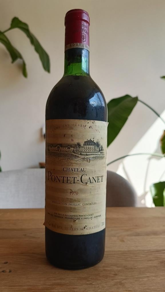 Château Pontet-Canet 1974 - Pauillac Grand Cru Classé, Verzamelen, Wijnen, Frankrijk, Nieuw, Ophalen of Verzenden, Rode wijn