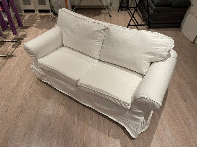 TE KOOP: IKEA EKTORP 2-zitsbank + fauteuil (wit), Ophalen, Gebruikt, Stof, Tijdloos en sfeervol ontwerp