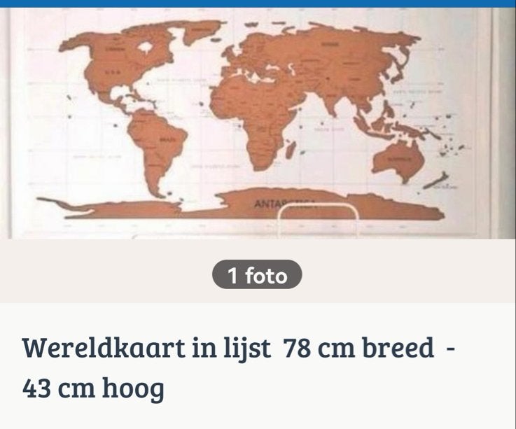Kras wereldkaart in lijst - Ontdek de wereld!, Ophalen, Nieuw, Papier/karton, Goud