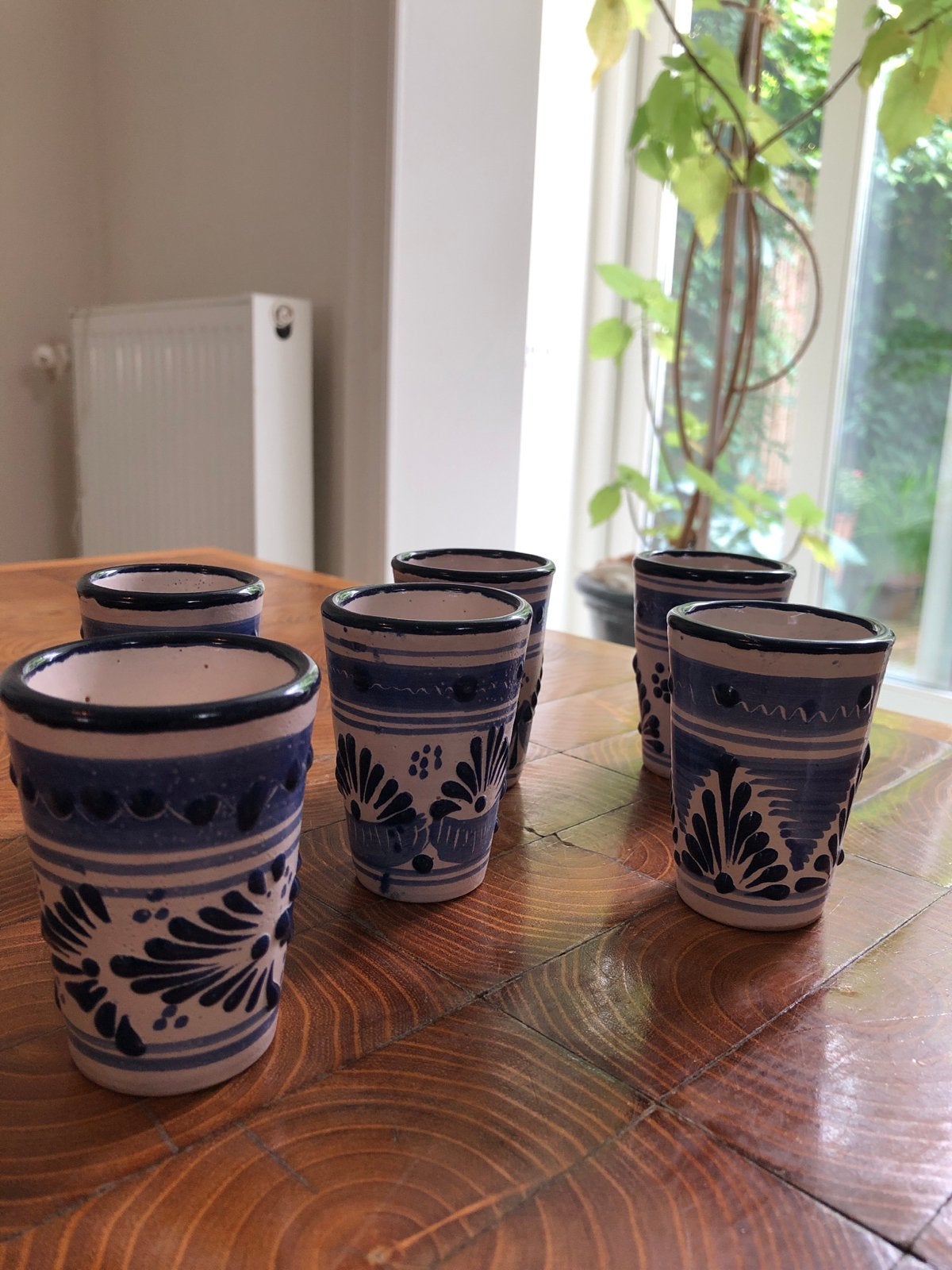 Set van 6 handgeschilderde keramische borrelglaasjes, Ophalen of Verzenden