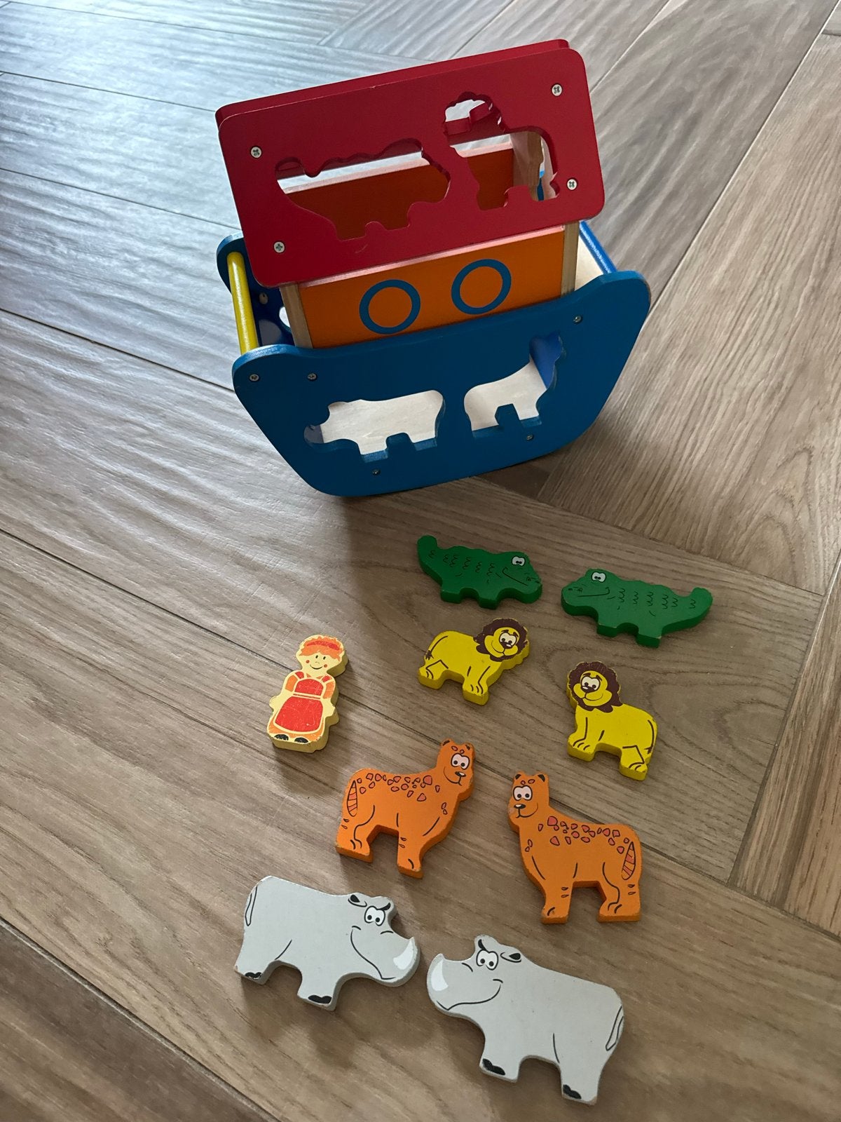 Houten Ark van Noach Vormenstoof met Dieren, Kinderen en Baby's, Speelgoed | Houten speelgoed, Ophalen, Gebruikt, Overige typen