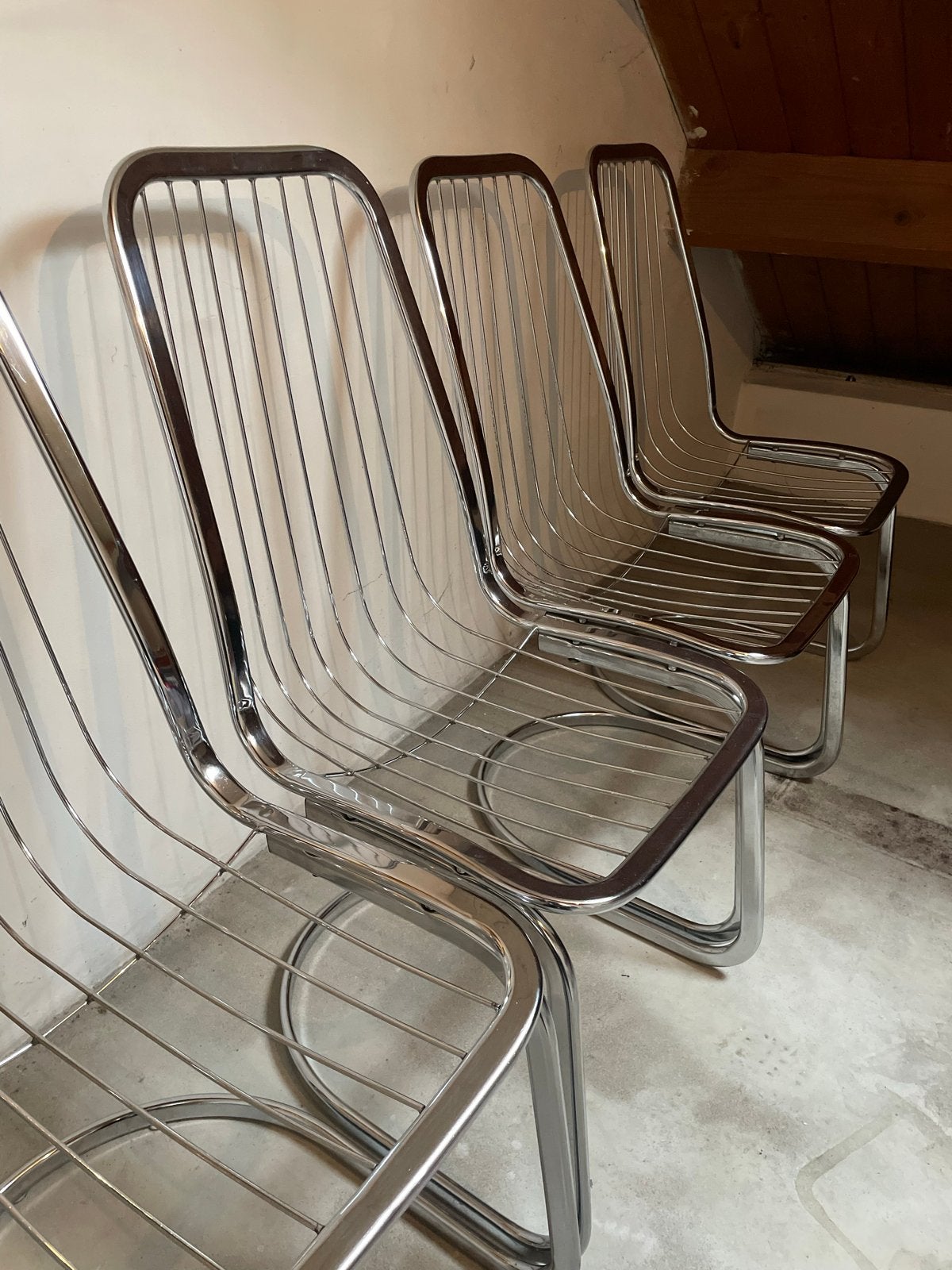 Gastone Rinaldi jaren ‘70 - Set van 4 verchroomde stoelen, Ophalen
