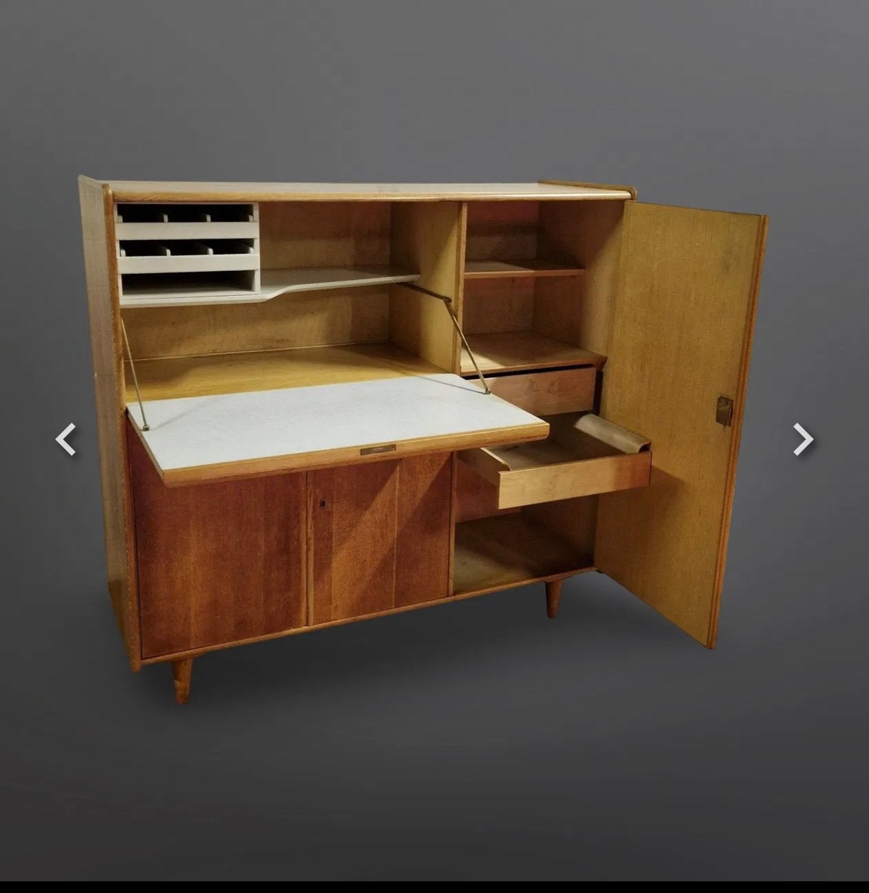 VINTAGE CABINET SECRETAIRE KAST CABINET PASTOE CEES BRAAKMAN, Ophalen, Gebruikt, Vintage
