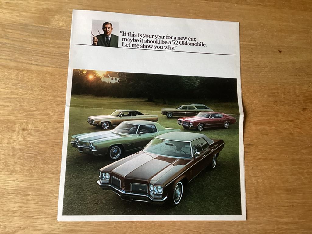Oldsmobile brochure uit 1972 - Klassieke Auto Adverte, Ophalen of Verzenden, Gelezen, Overige merken