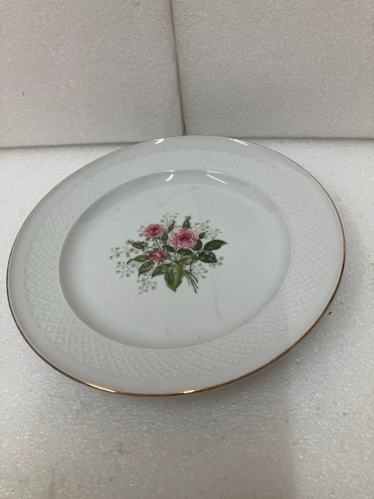 Vintage Plat Bord met Rozenmotief - Schirnding Bavaria, Ophalen of Verzenden