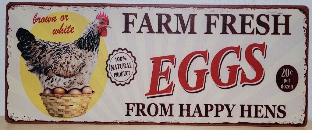 Fresh farm eggs kippen reclamebord van metaal wandbord deco