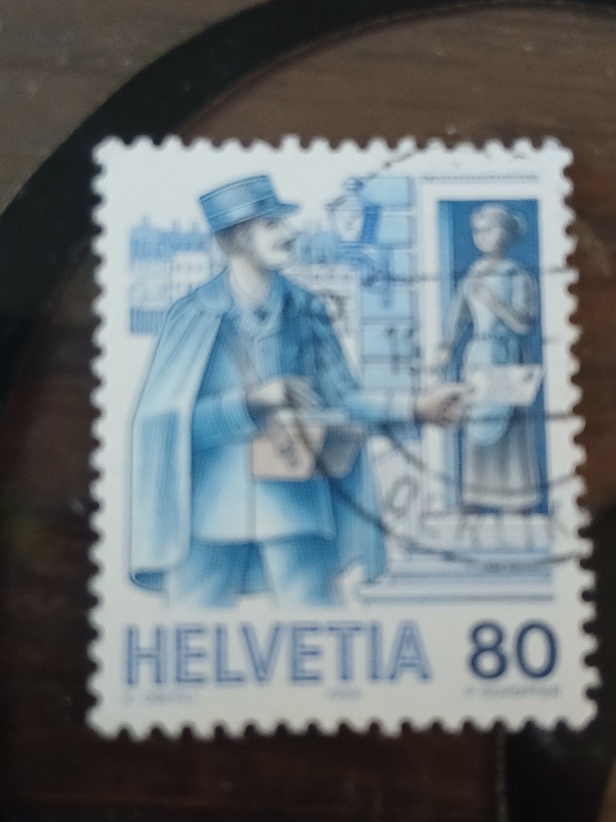 Zegel Helvetia 80 - Postbode en vrouw, Ophalen of Verzenden