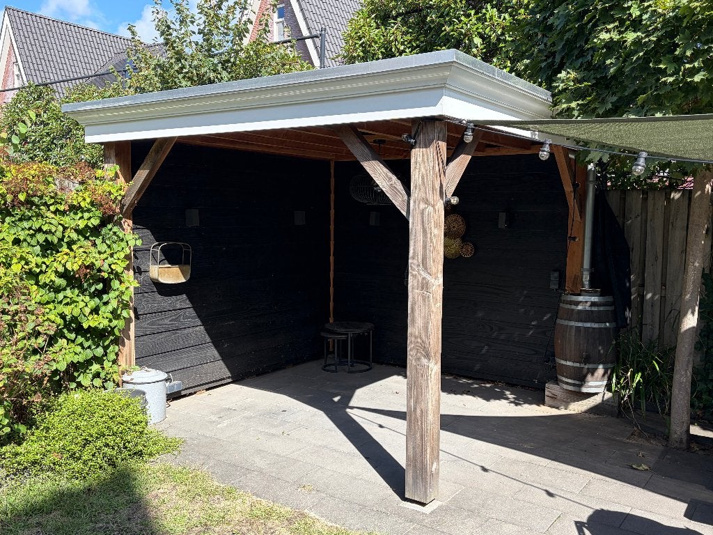 Douglas overkapping 290x290x220cm – en zwarte rabatwanden, Ophalen, Gebruikt, Overige typen