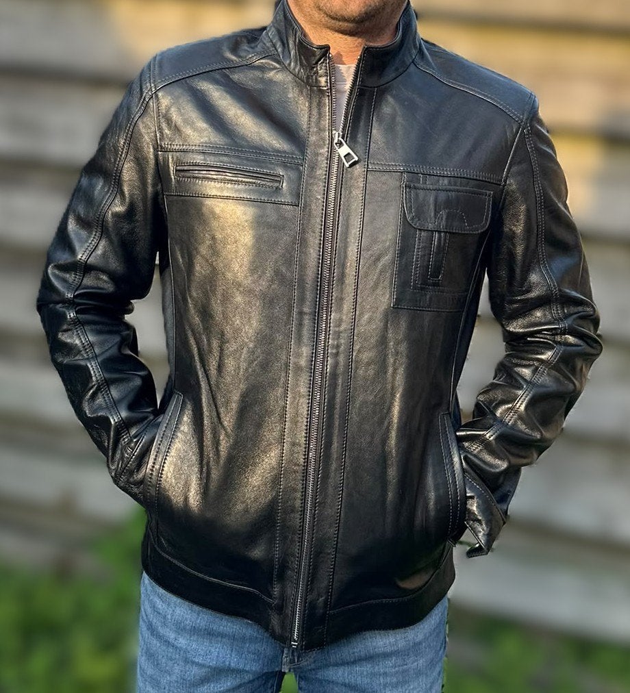 Men’s 100% Genuine Leather Jacket - Stylish & Timeless, Zwart, Nieuw, Deri Moda, Verzenden