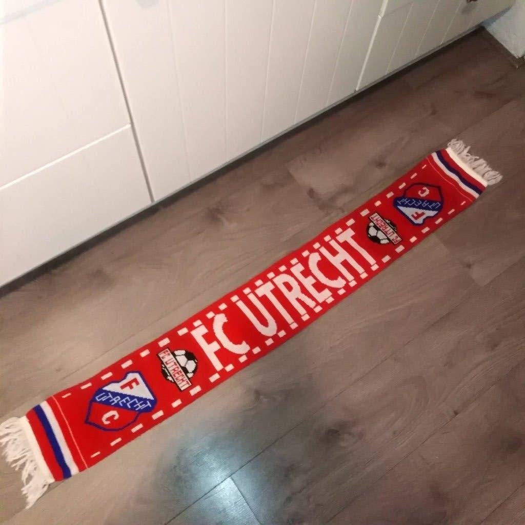 Vintage rood-witte supportersvoetbalsjaal FC Utrecht, Verzamelen, Sportartikelen en Voetbal, Ophalen, Gebruikt, F.C. Utrecht, Vaantje of Sjaal