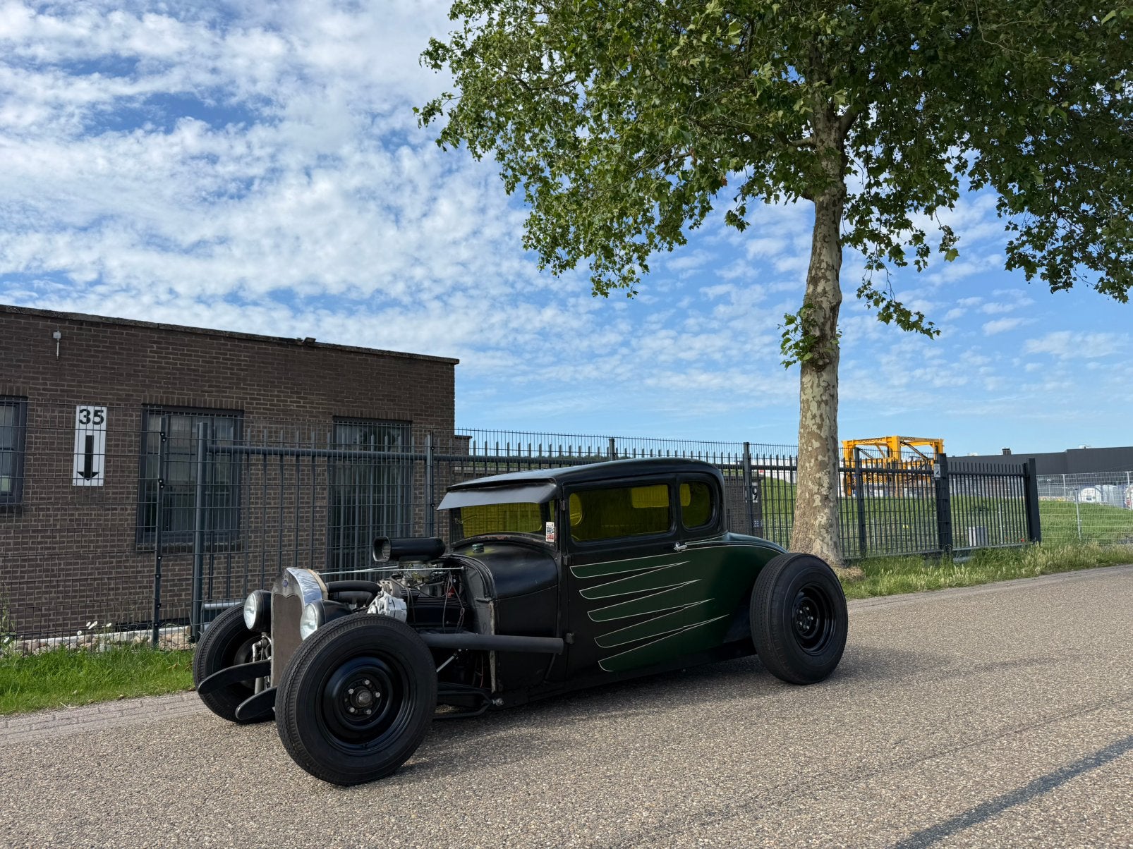 1928 Ford Model A 5w coupe Hotrod chopped 327ci Hot rod, Auto's, Automaat, Achterwielaandrijving, Zwart, Leder en Stof