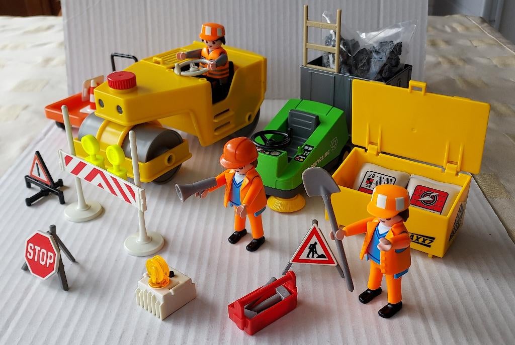 Playmobil Straatwals met werkers en werkuitrusting uit 1981, Ophalen of Verzenden, Gebruikt, Los playmobil
