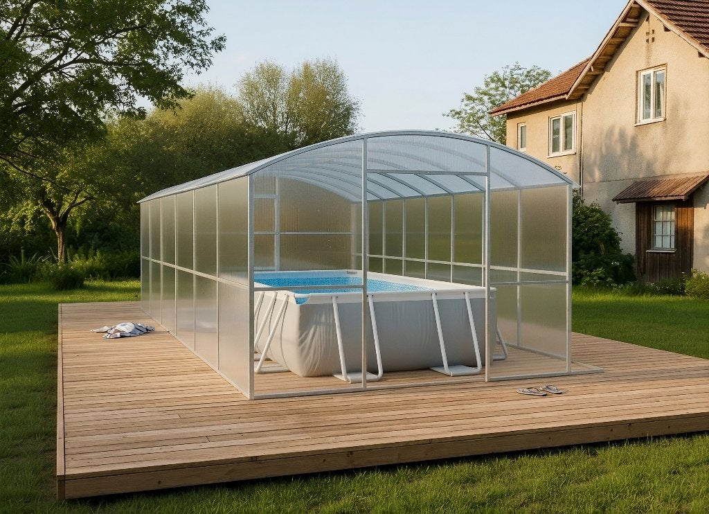 Zwembadoverkapping – 3 m breed; 4–30 m lang; Polycarbonaat, Tuin en Terras, Verzenden, Nieuw, Overige typen