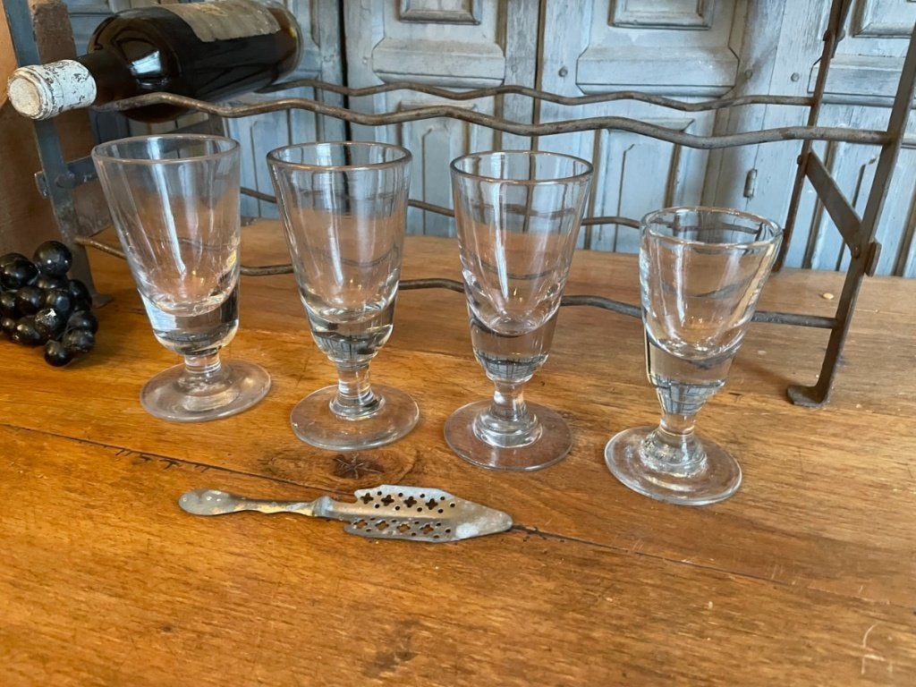 4x 19e eeuw Absinth Glazen Frans antiek, Ophalen of Verzenden