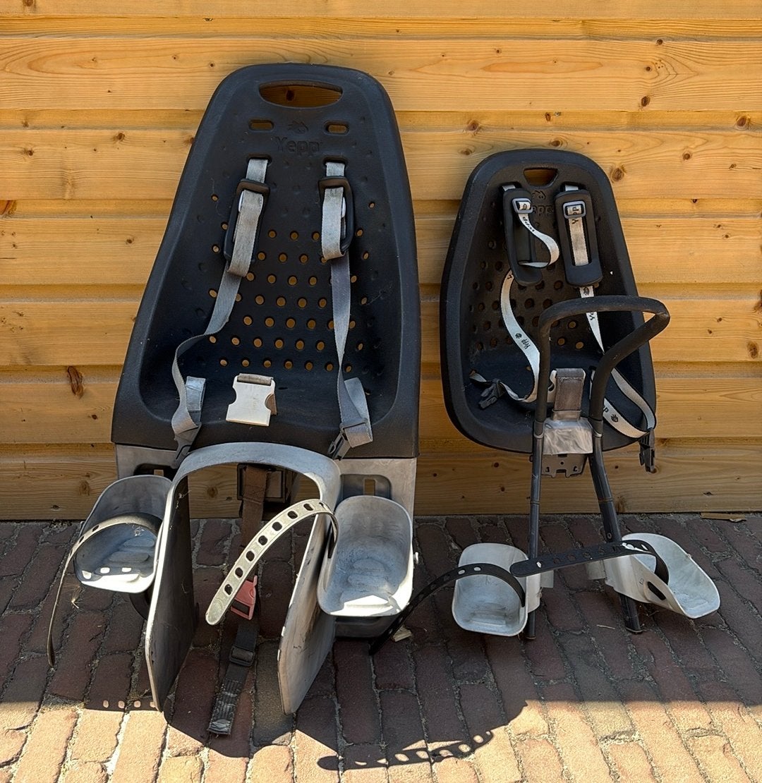 Yepp fietsstoeltjes, Fietsen en Brommers, Fietsaccessoires | Fietsstoeltjes, Ophalen, Gebruikt, Voorzitje, Voetsteuntjes