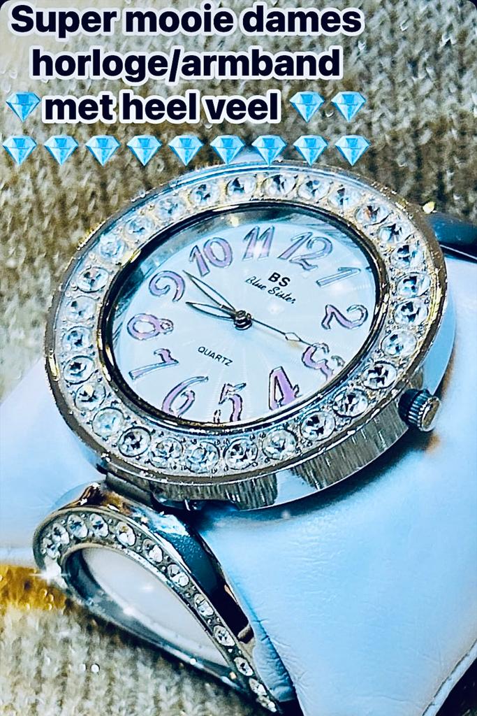 Super mooie dames horloge /armband met kwaliteit steentjes, Staal, Polshorloge, Onbekend, Ophalen
