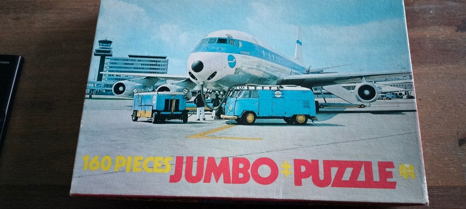 Vintage Jumbo Puzzel 160 Stukjes Vliegtuig KLM Finnair, Ophalen of Verzenden, Meer dan 50 stukjes, Gebruikt, 6 jaar of ouder